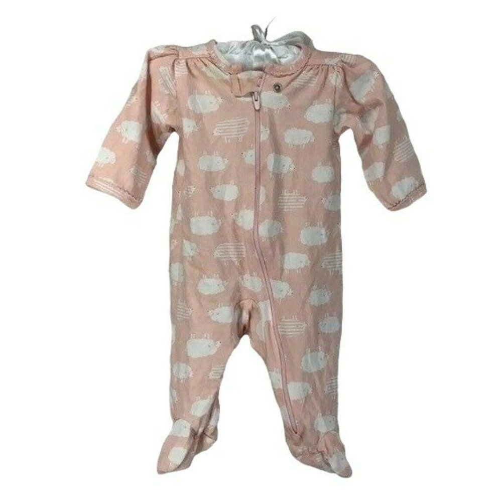Carter’s Baby Infant Girls Pink White Sheep Animal Footed Sleeper Size 3 Months